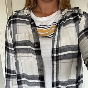 Grey and white boyfriend fit flannel